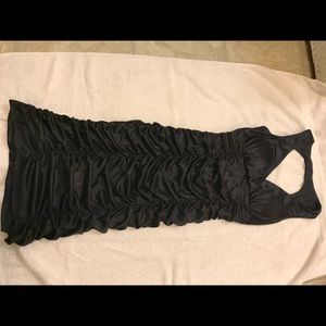 Black runched silky dress